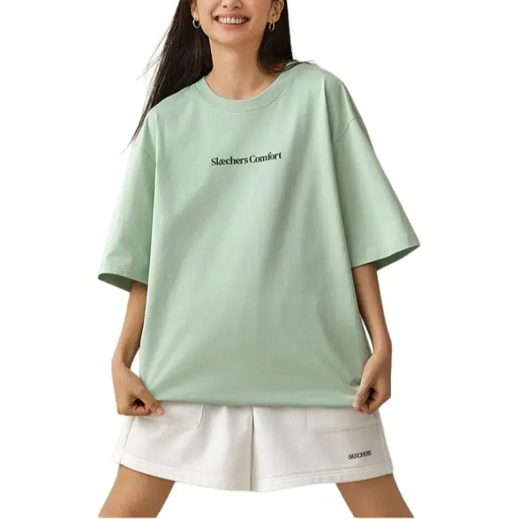 Skechers Sports Lifestyle Trendy Quick Dry T Shirt Unisex Slight Green-1
