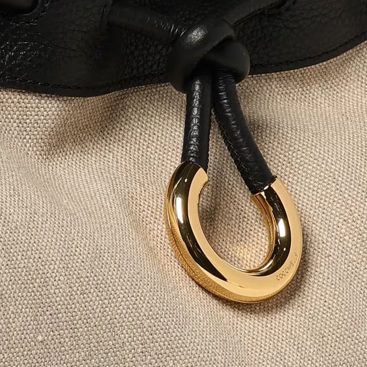COCCINELLE Linen Shoulder Bag Women's Khaki & Black-2