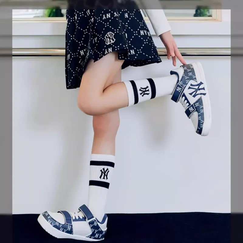MLB Chunky Anti Slip Wear Resistant Low Top Kids Lifestyle Shoes Blue White Kids'-1
