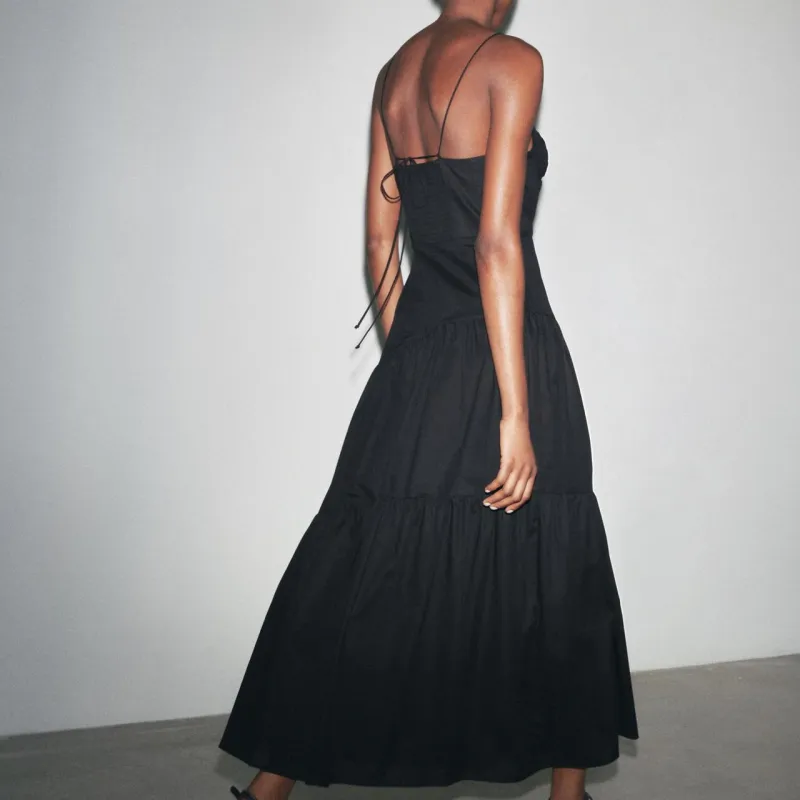 ZARA ZW Series Slip Dress Women's Black-2