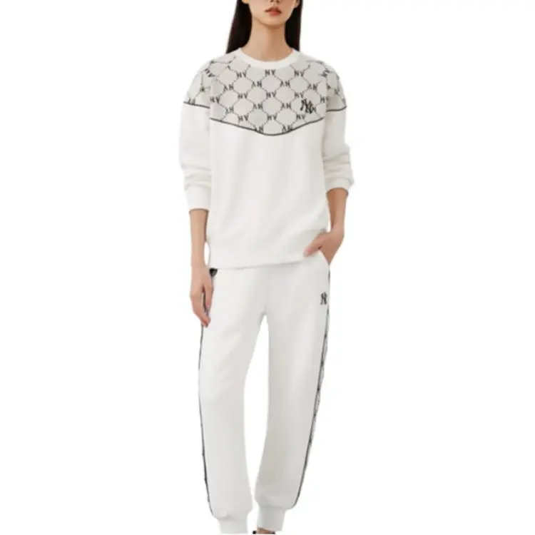 MLB New York Yankees Dia Monogram Sweatshirt Unisex Cream White-2