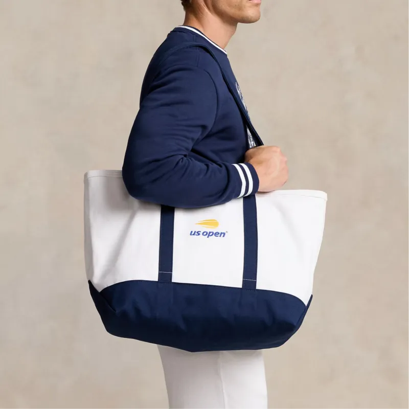 Ralph Lauren Cotton Tote Bag Shopping Bag Handbag Shoulder Bag Men's Marine Blue With Ceramic-6