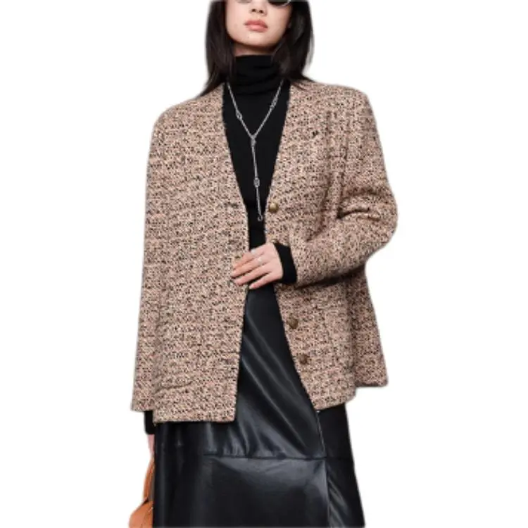 MEIYANG Jackets Coats Women's Coffee Floral-5
