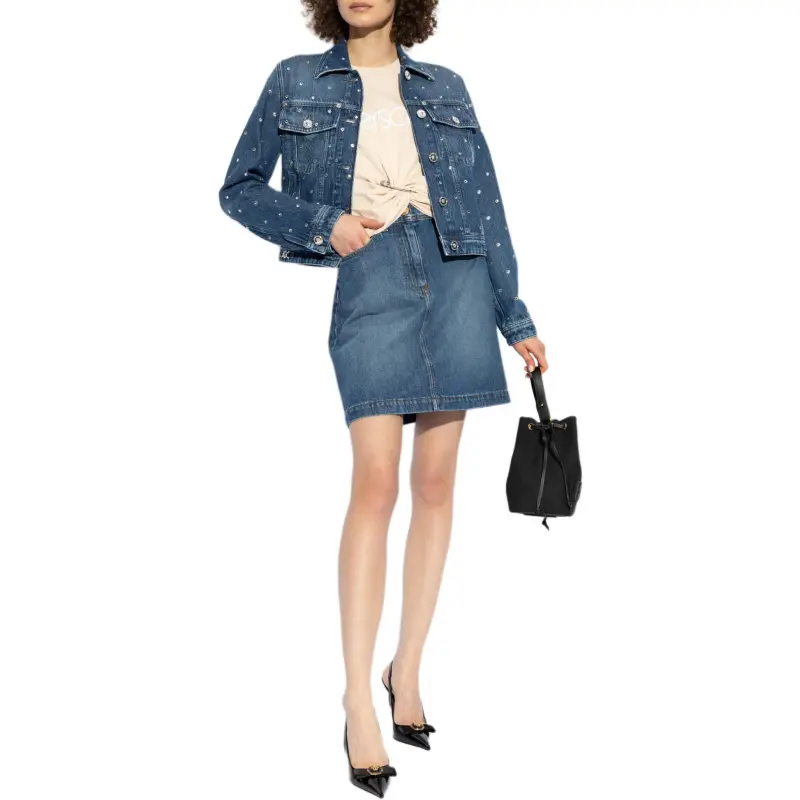 VERSACE Shimmering Appliques Denim Jacket-3