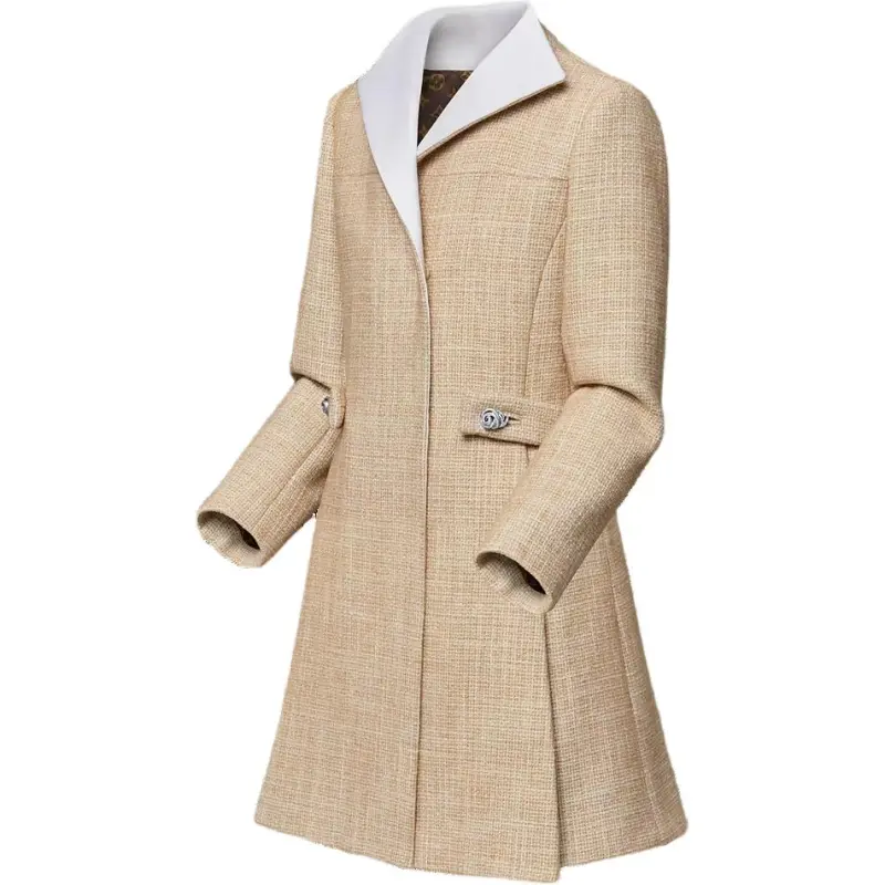 LOUIS VUITTON Graphic Collar Belted Tweed Coat-2
