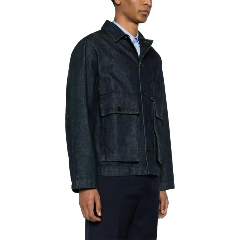 Lemaire Boxy Collared Button Up Denim Jacket-3