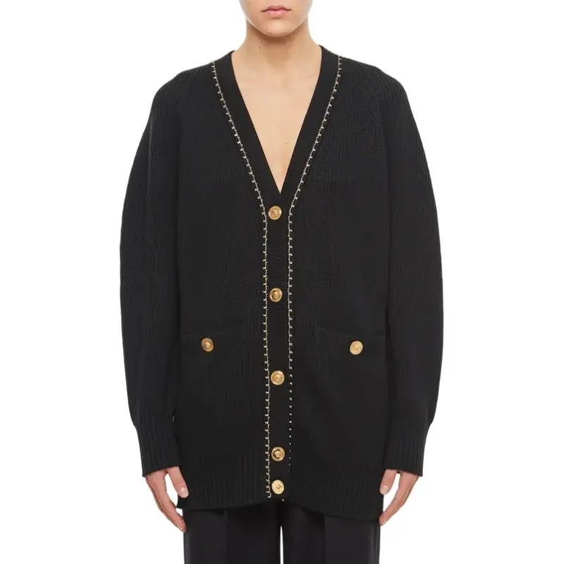 VERSACE Medusa Button Wool Knit Cardigan 'Black'-2