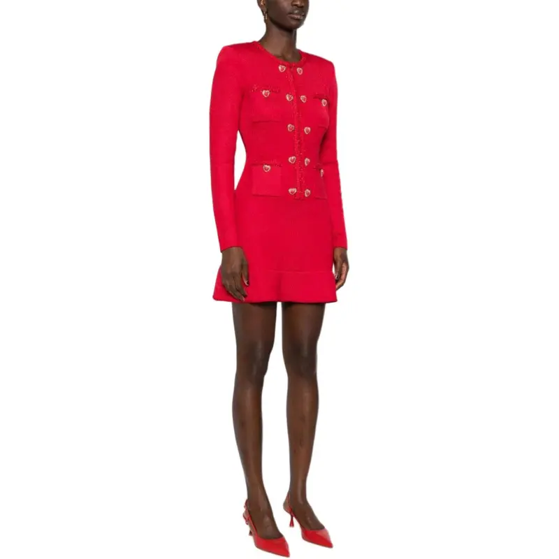Self portrait Heart Buttoned Knitted Mini Dress-3