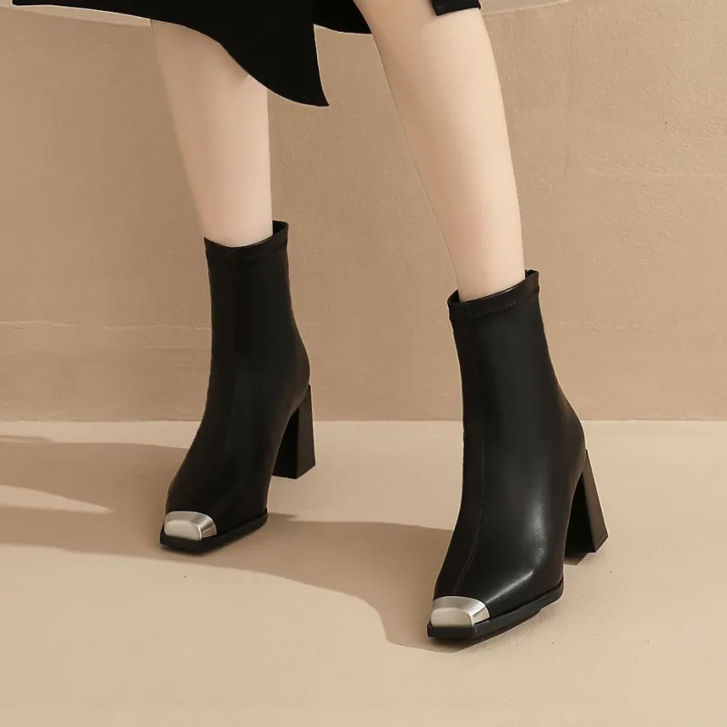 KEKAFU Ankle Boots Women's Black/Khaki/Beige-6