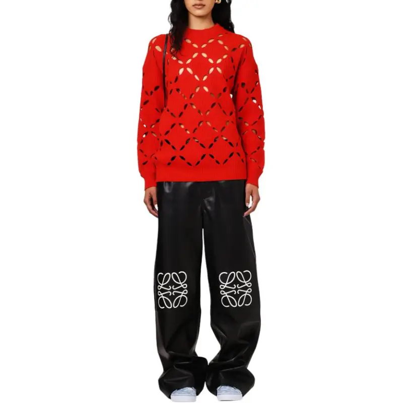 VERSACE Cut Out Wool Sweater 'Red'-2