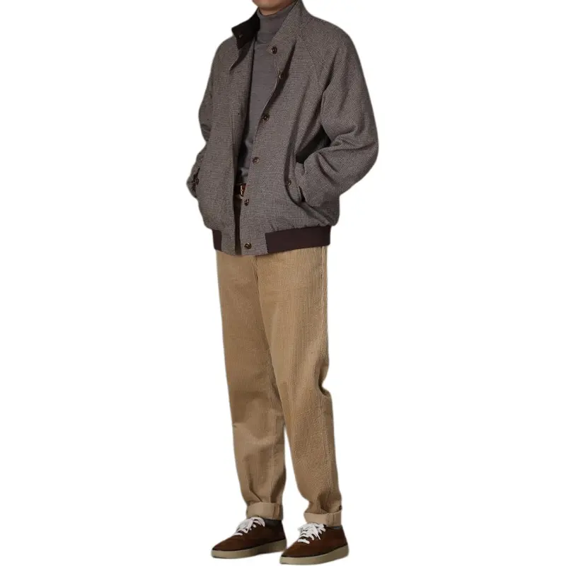Hacikis Jackets Coats Men's Coffee Houndstooth-3