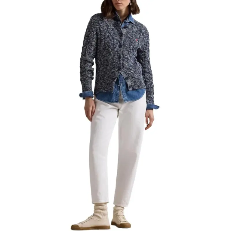 Polo Ralph Lauren Long Sleeve Cardigan Cream/Navy-2