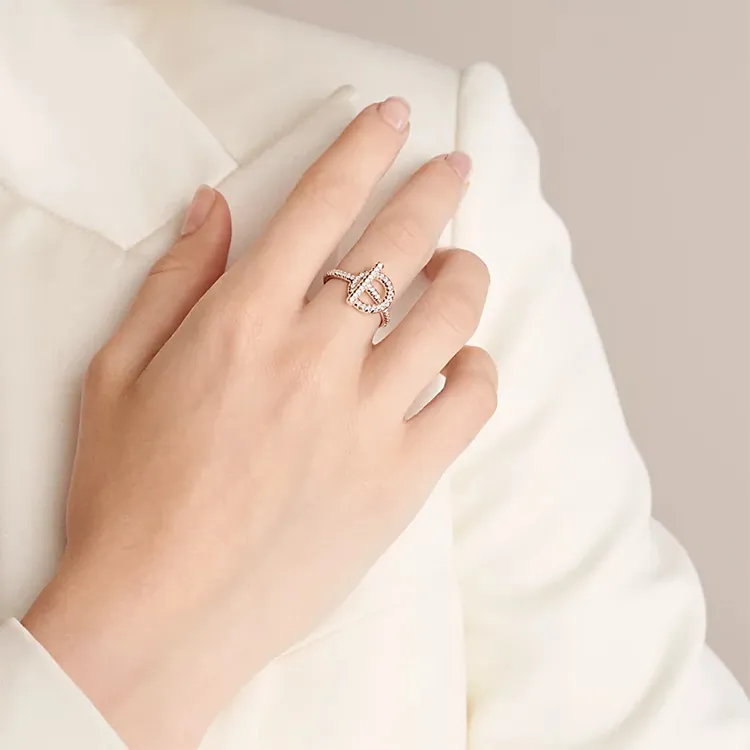 HERMES Echappee 18K Rose Gold Rings Women's Rose Gold-1