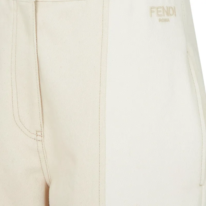 FENDI Roma Logo Embroidered Straight Leg Jeans-2