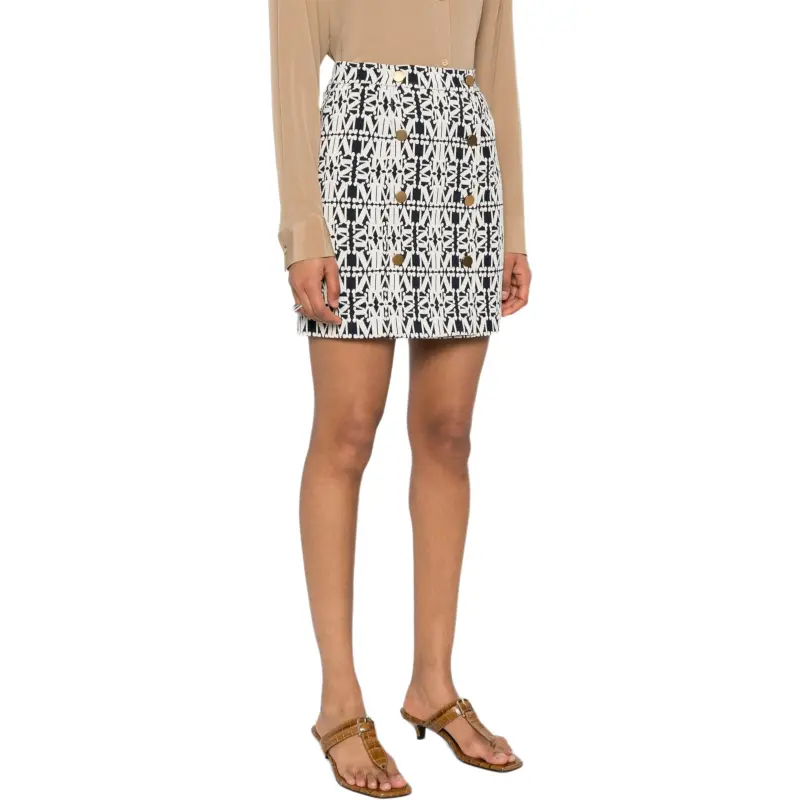 MaxMara Rock All Over Logo Patterned Skirt-4