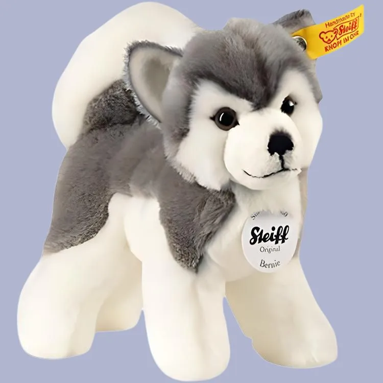 Steiff Bernie Husky Hound Gray Dolls Plush Doll 17cm Height-2