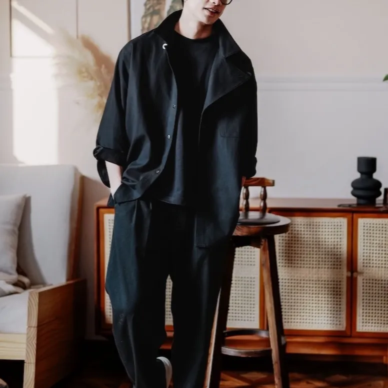 SAME FLOW Couple Shirt Men's Black-3