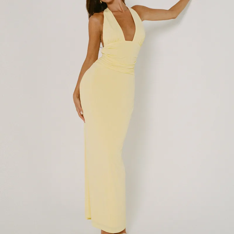 Tiger Mist LENORA LACE DRESS Slip Dresses Women's Yellow-3