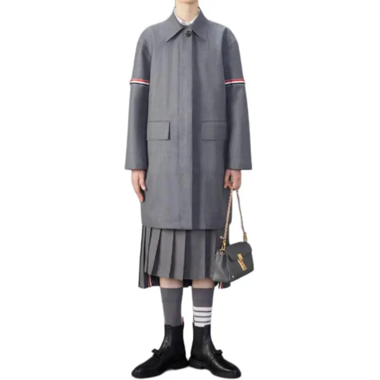 THOM BROWNE RWB Stripe Drop Shoulder Twill Coat-3