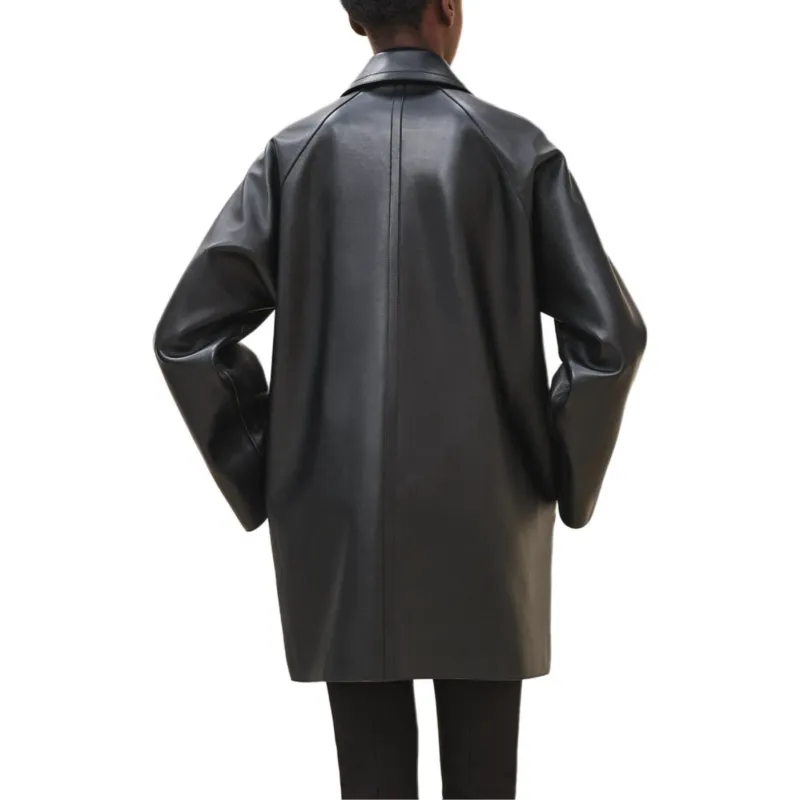 HERMES Leather Jacket Women's Black-1