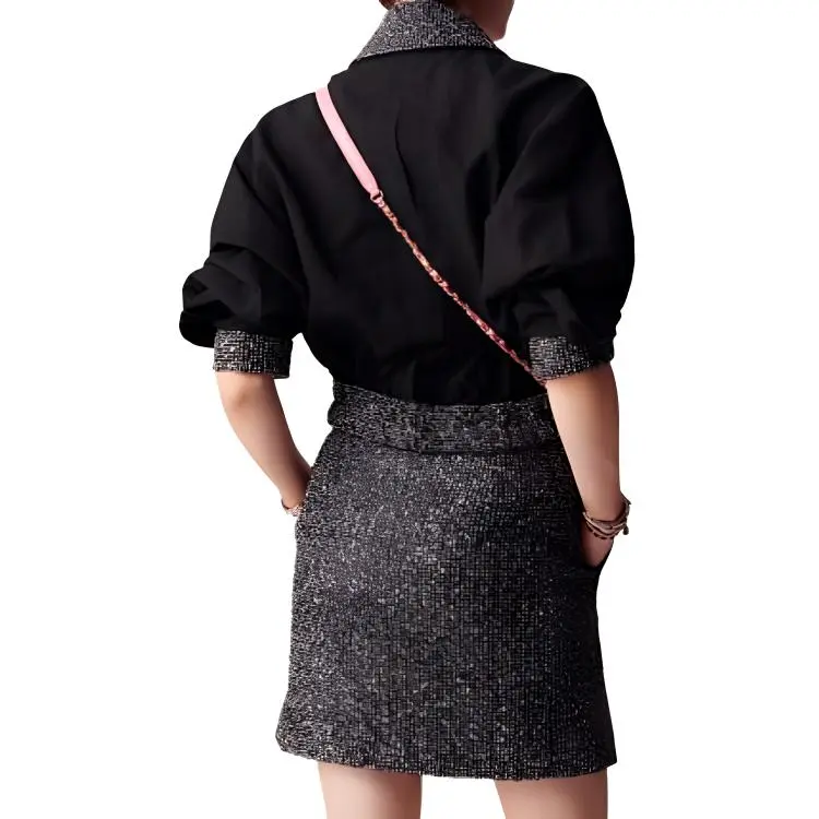 CHANEL SS23 Short Sleeved Dress Women's Black-1