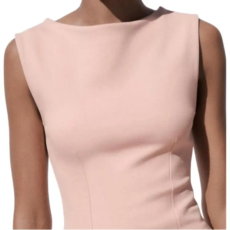 ZARA Sleeveless Dress Women's Light Pink Red-4