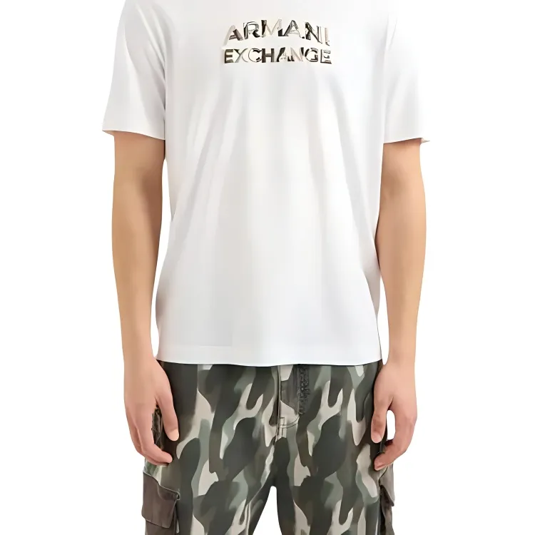 ARMANI EXCHANGE Camouflage logo Cotton T shirt-4