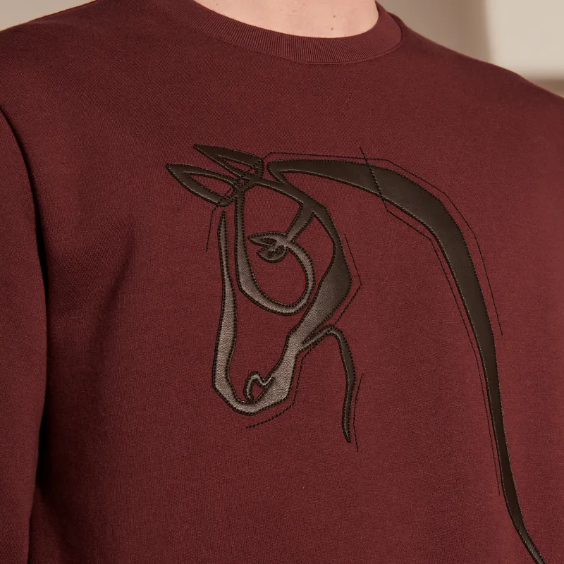 HERMES Cheval Au Trait Sweater Men's Burgundy-3