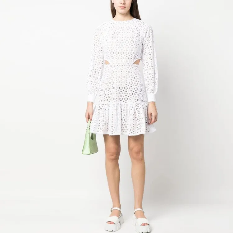 MICHAEL KORS Cotton Eyelet Cutout Mini Dress-1