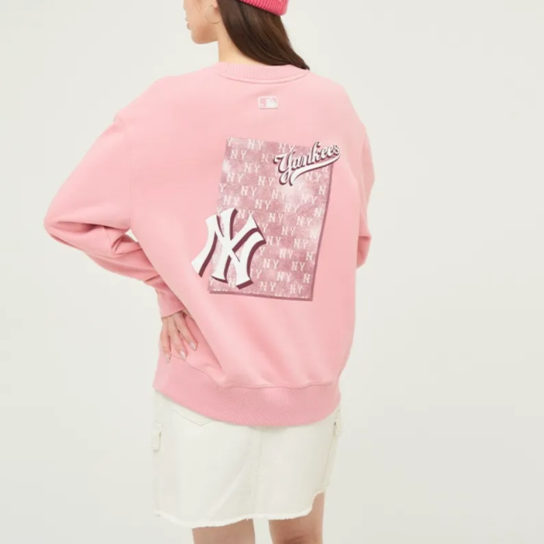MLB MONOGRAM New York Yankees Sweatshirt Unisex Hemp Pink-3