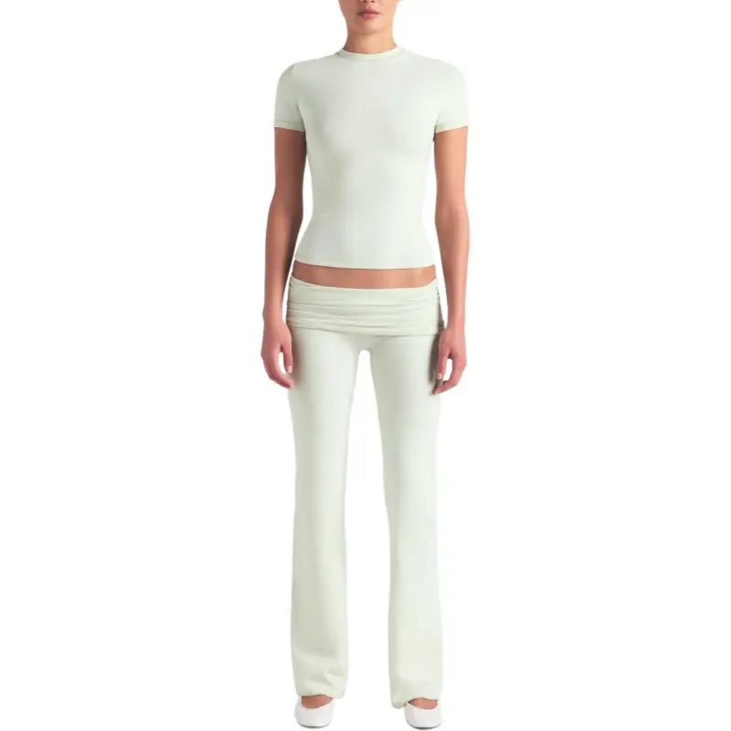 SKIMS SS25 COTTON JERSEY FOLDOVER PANT Casual Pants Women's SPEARMINT/Spearmint-3