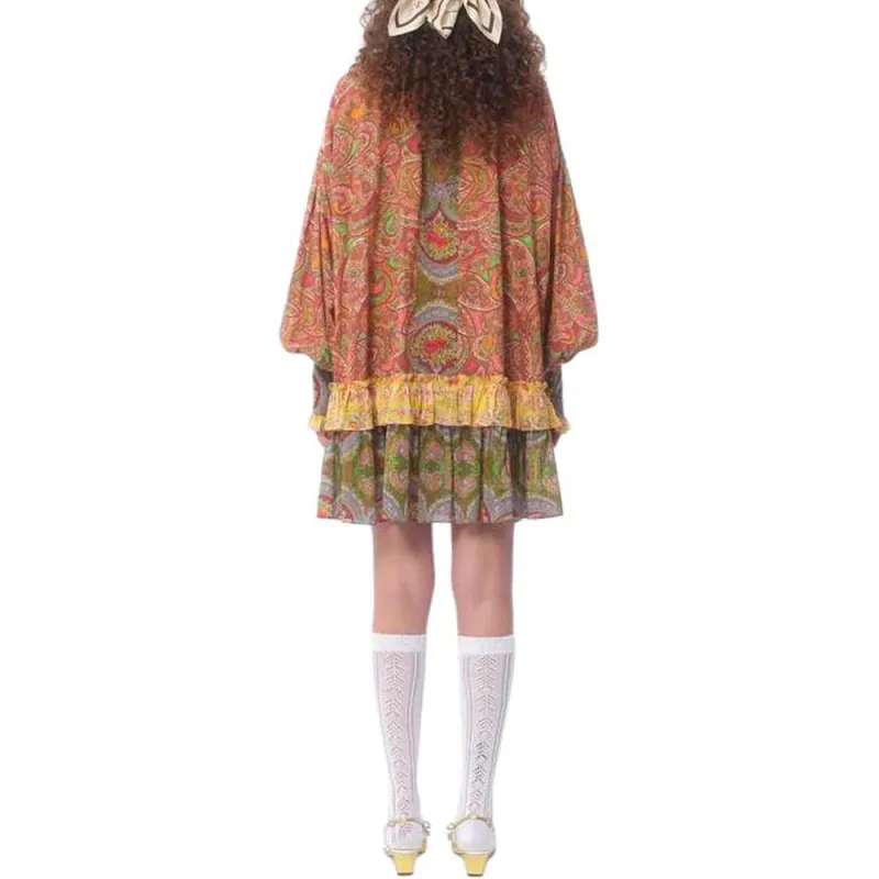 Valentino All Over Patterned Ruffled Dress-2