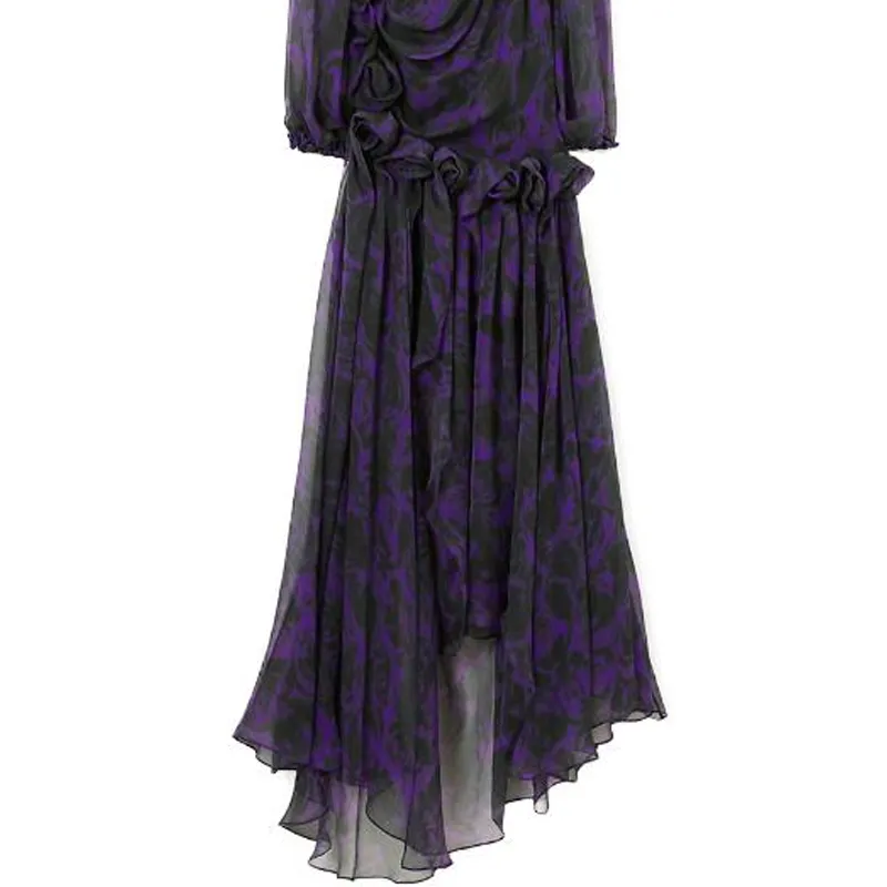 Burberry Long-Sleeved Dresses Women's Purple-2