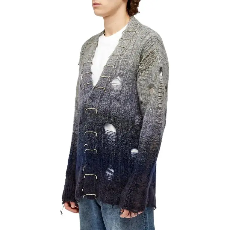 OFF WHITE Distressed Knitted Cardigan-3
