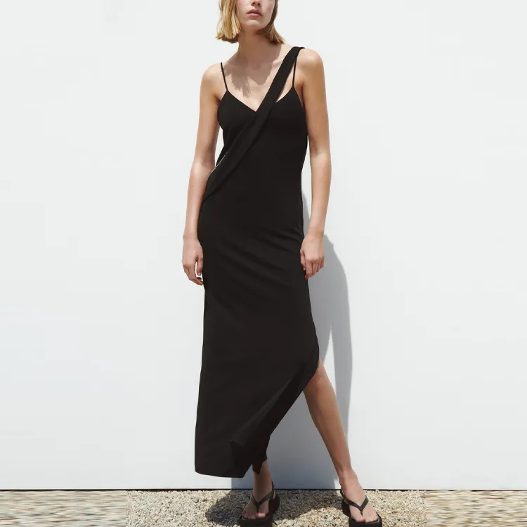 ZARA Slip Dresses Women's Black-2