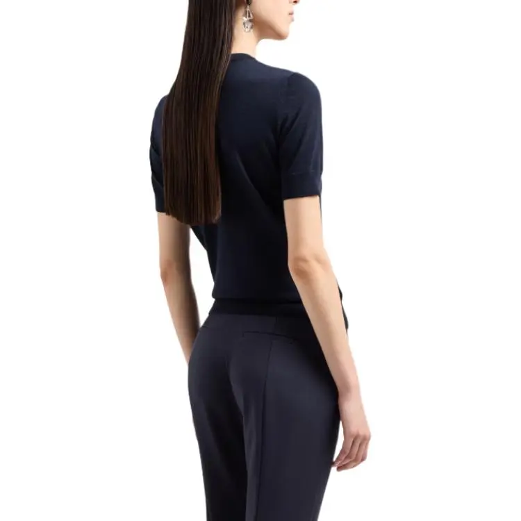 EMPORIO ARMANI Short sleeved Jumper In Plain knit Pure Virgin Wool-3