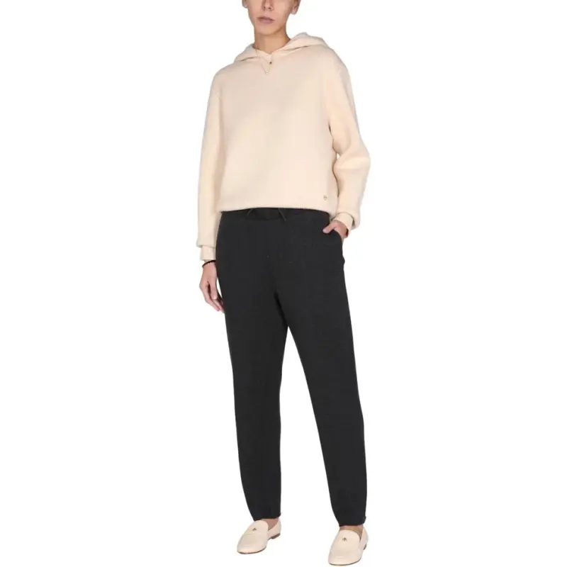TORY BURCH Logo Embroidered Knit Hoodie-2