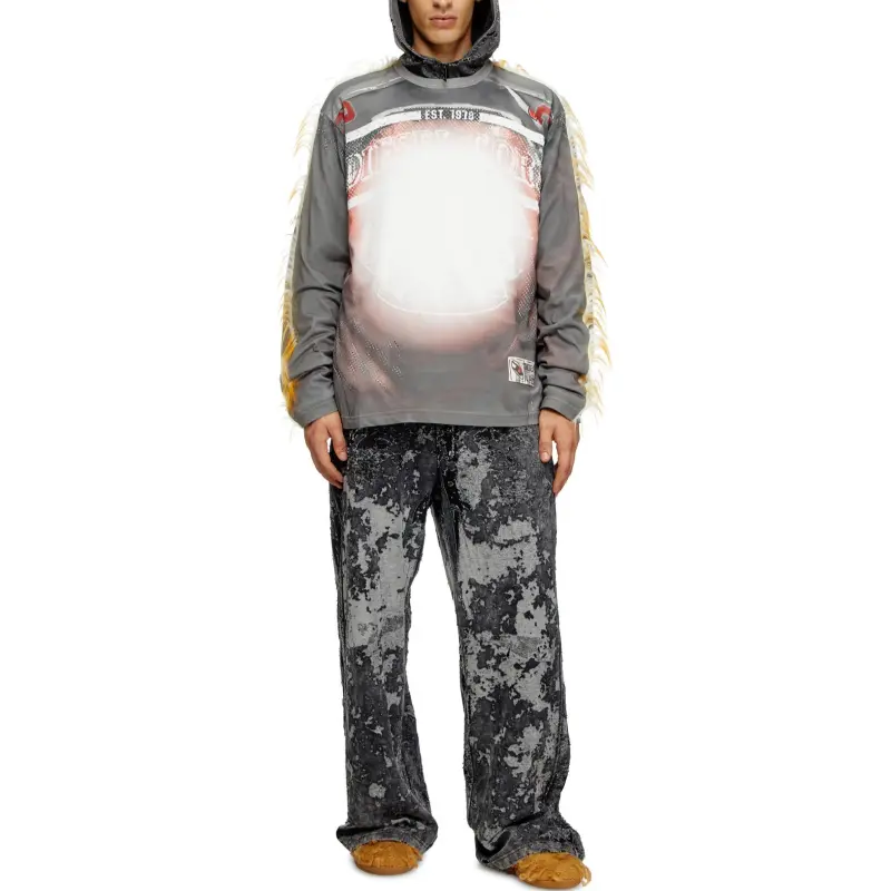 DIESEL FW24 T Shirt Men's Gray/Orange-1