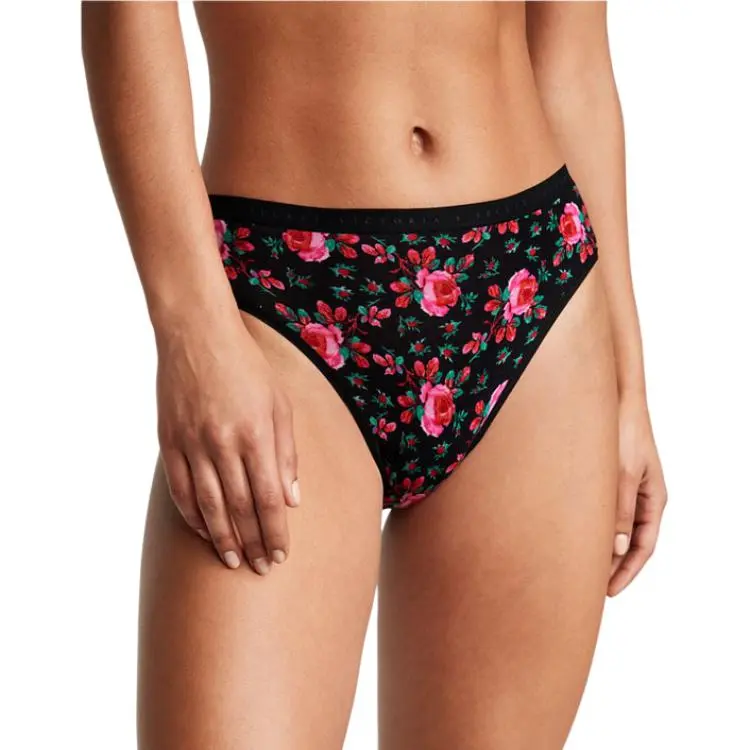 Victoria's Secret Underpants Women's 1 Pack Black Base Leaf Floral-1