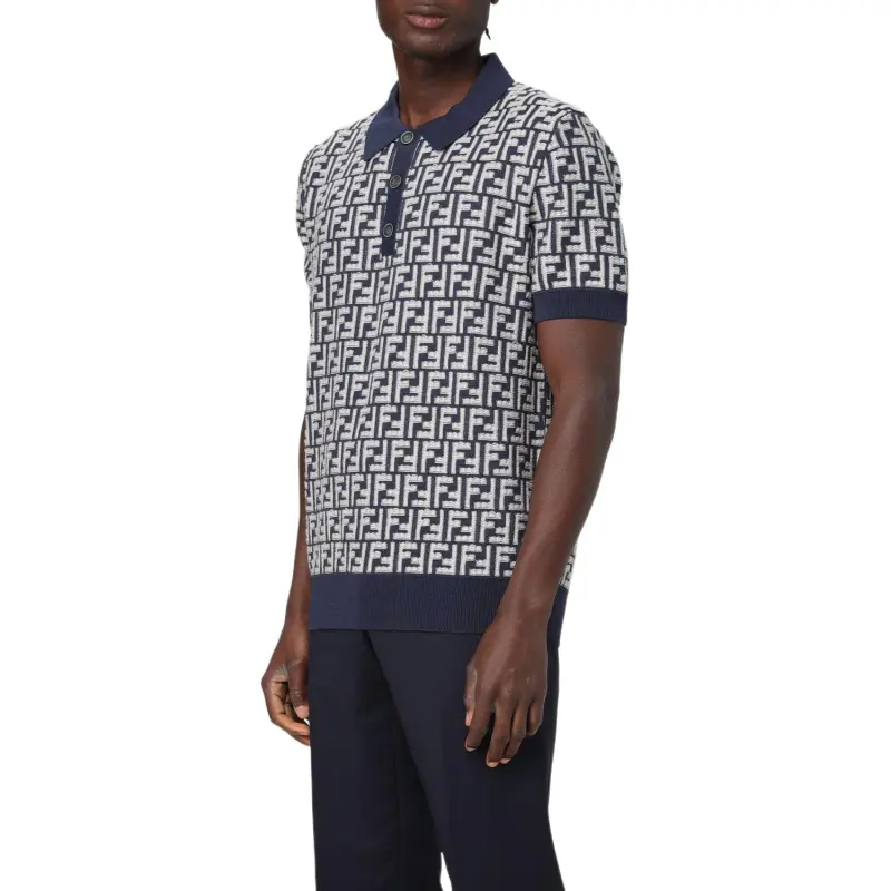 FENDI Ff Motif Short-Sleeved Knit Polo Shirt-4