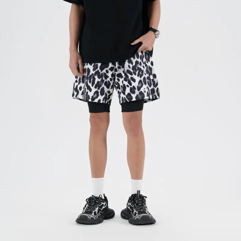 DNBH Dual Tone Collection Leopard Print Collection Casual Shorts Unisex-31