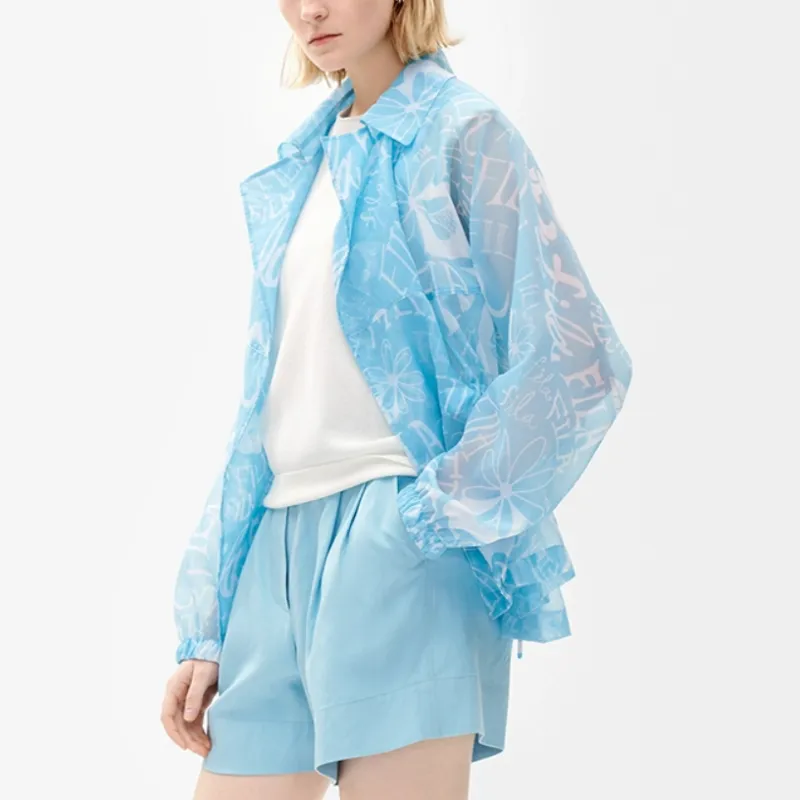 FILA Jackets Women's Green White Floral Pattern-4
