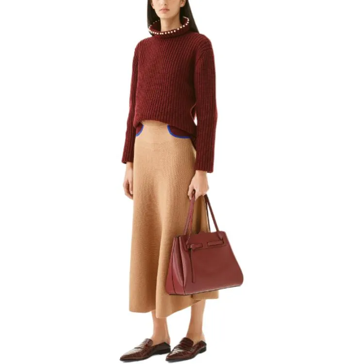 LOEWE Knit Long Skirts Women's Camel-3