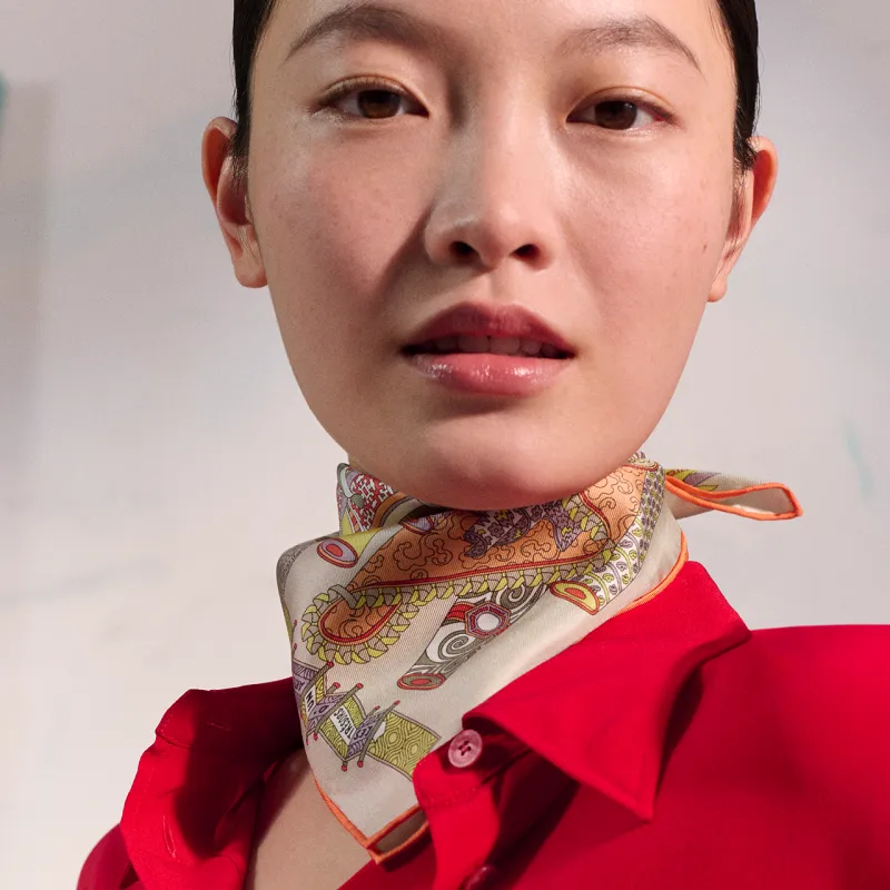 HERMES Silk Silk Silk Scarves Unisex Red-1