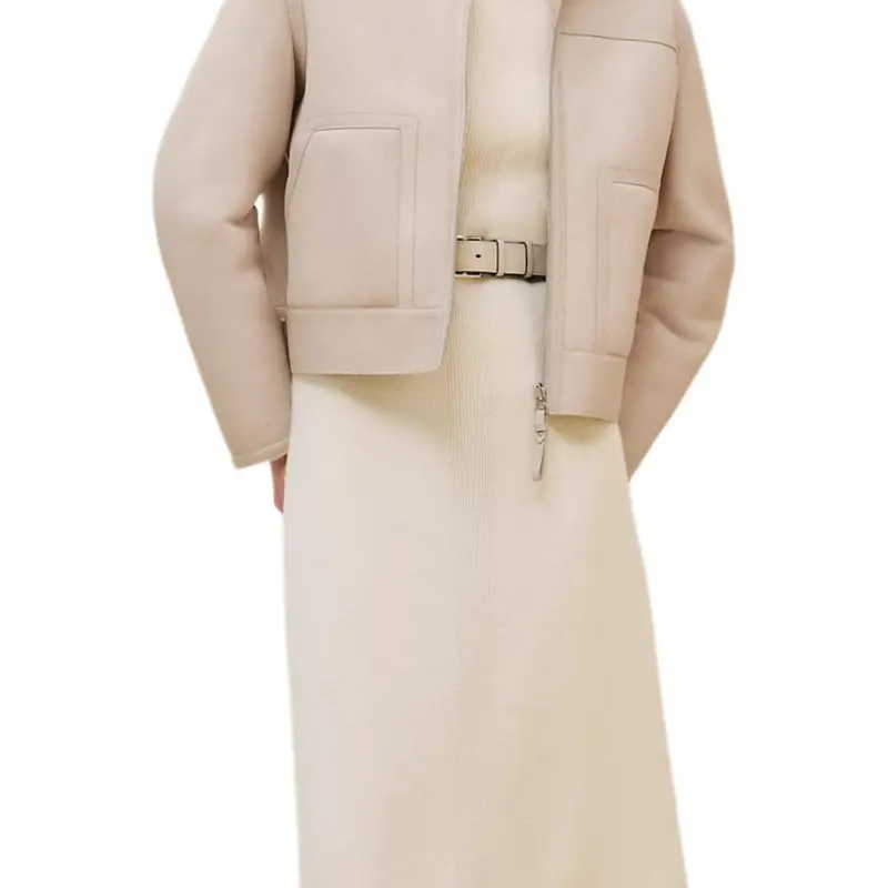 HERMES FW24 Leather Jacket Women's Beige-3