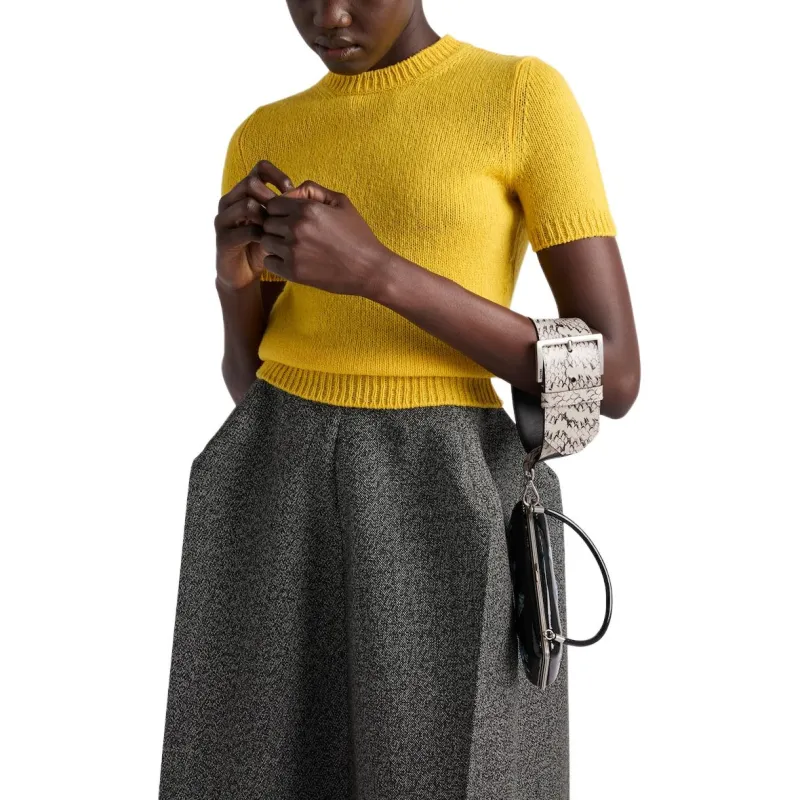 PRADA Mouliné High Waist Midi Skirt-3