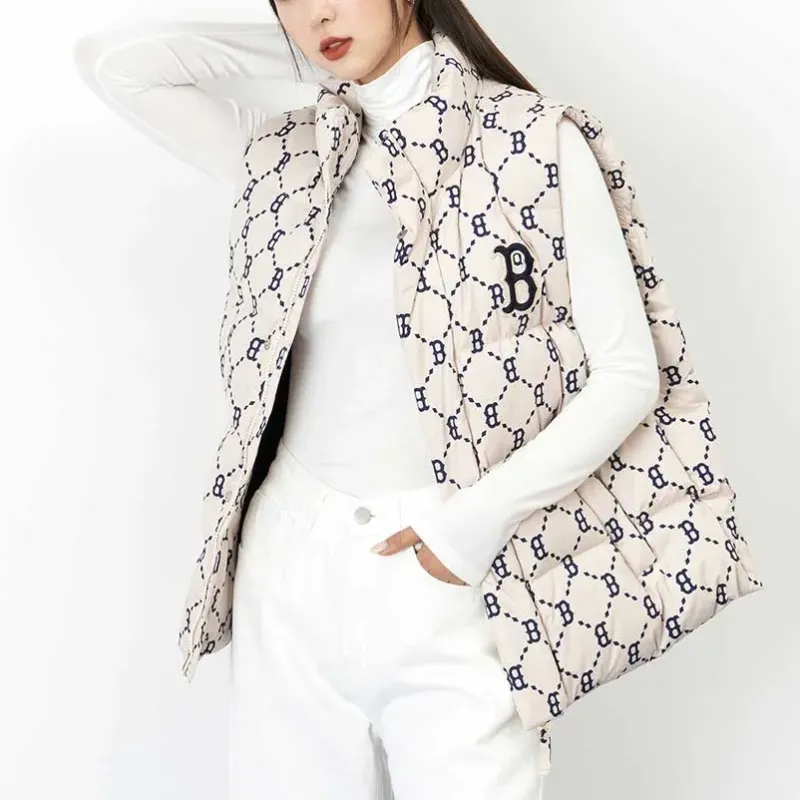 MLB New York Yankees Old Flower Down Jackets Unisex Light Beige-2