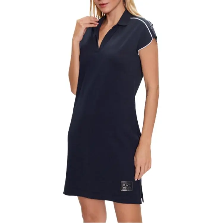 EMPORIO ARMANI EA7 SS23 Short Sleeved Dress Women's Marine Blue-3