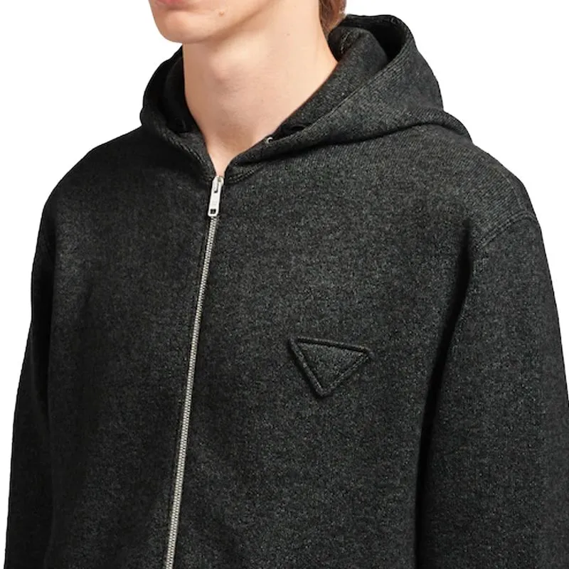 PRADA Cashmere Knitted Zip up Hoodie-2