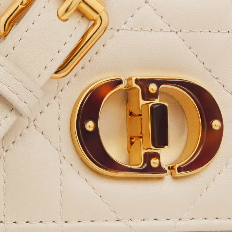 DIOR Lambskin Portable Crossbody Bag, Shoulder Bag Mini Women's Gray Ivory-4